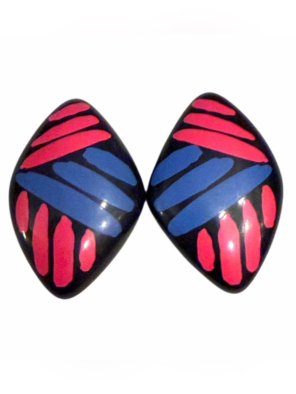 Vintage Colorful Pink Blue Black Earrings